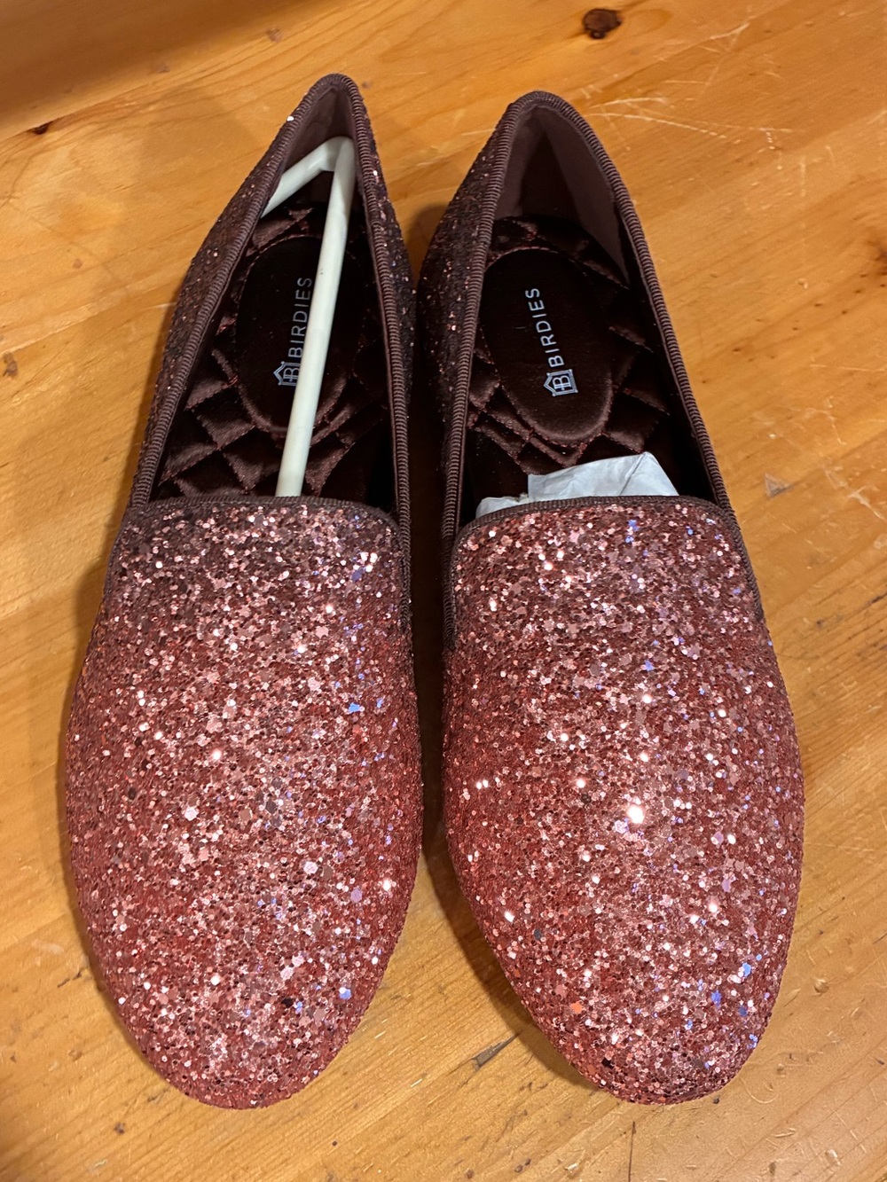 Birdies The Starling Rose Gold Glitter Loafer Flats Size 6 New
